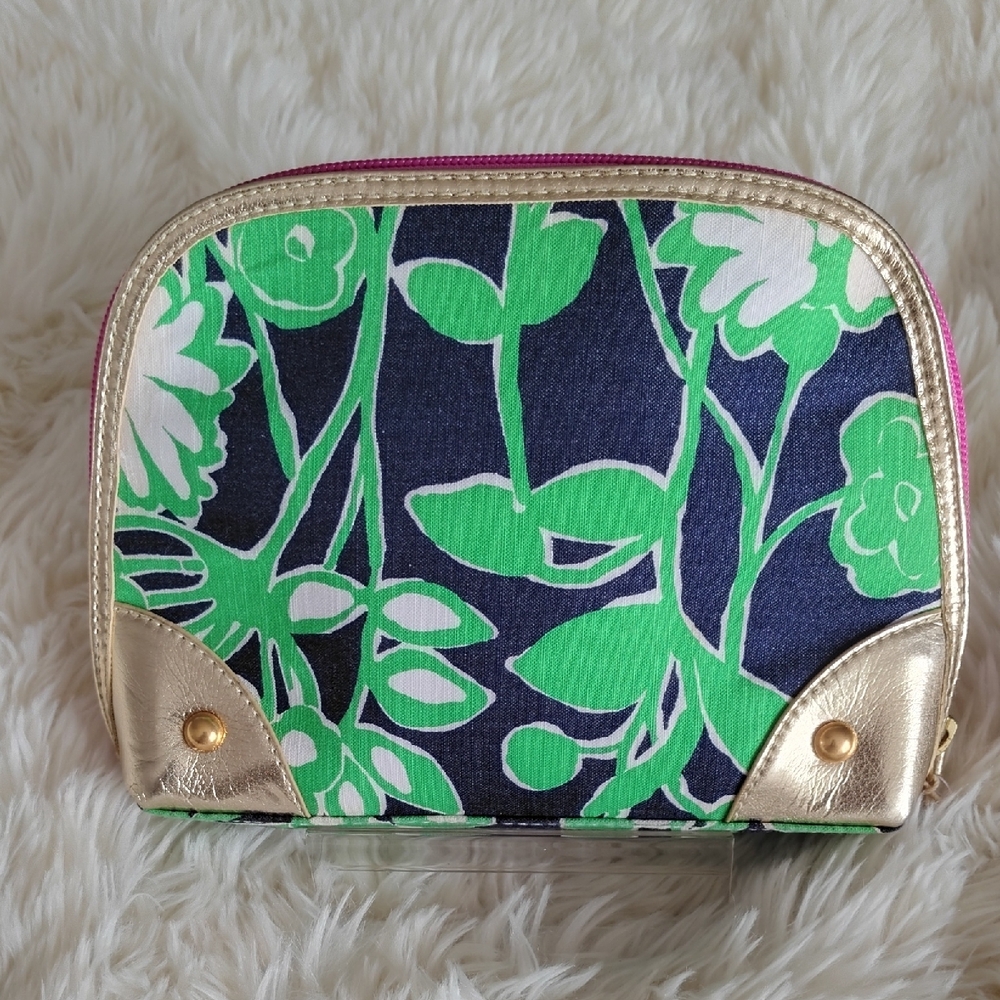 Lilly Pulitzer Navy and Green Floral Pouch - Picture 5 of 13